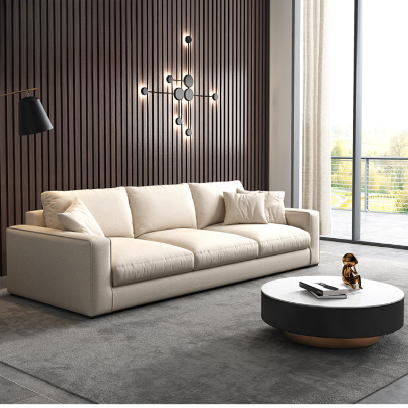 Contemporary Minimalist Three-Seater Fabric Sofa