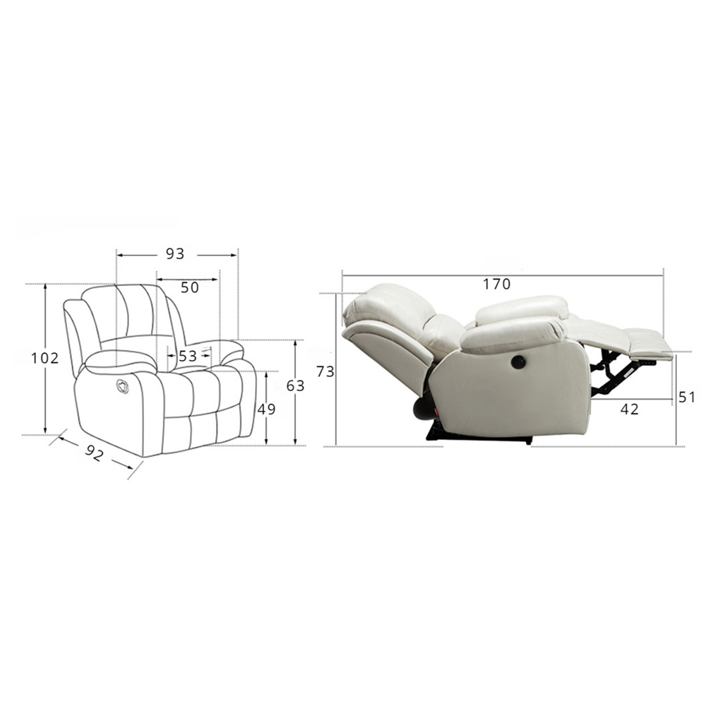 Multifunction Elderly Friendly Leathaire Fabric Recliner Lounge Chair