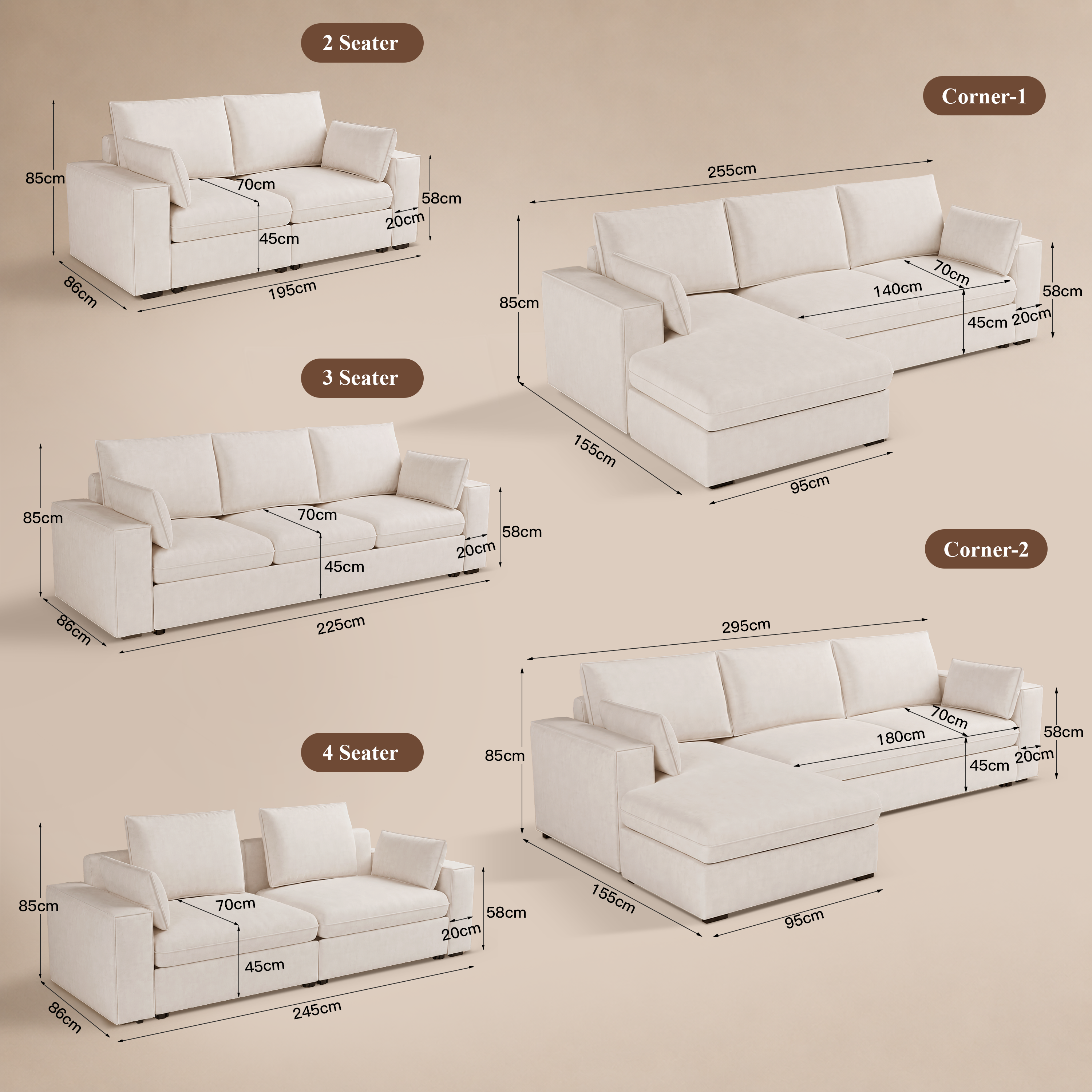 Cottonfy Creamy Tofu Block Pull Out Sofa Bed with Storage Guest Sleeper