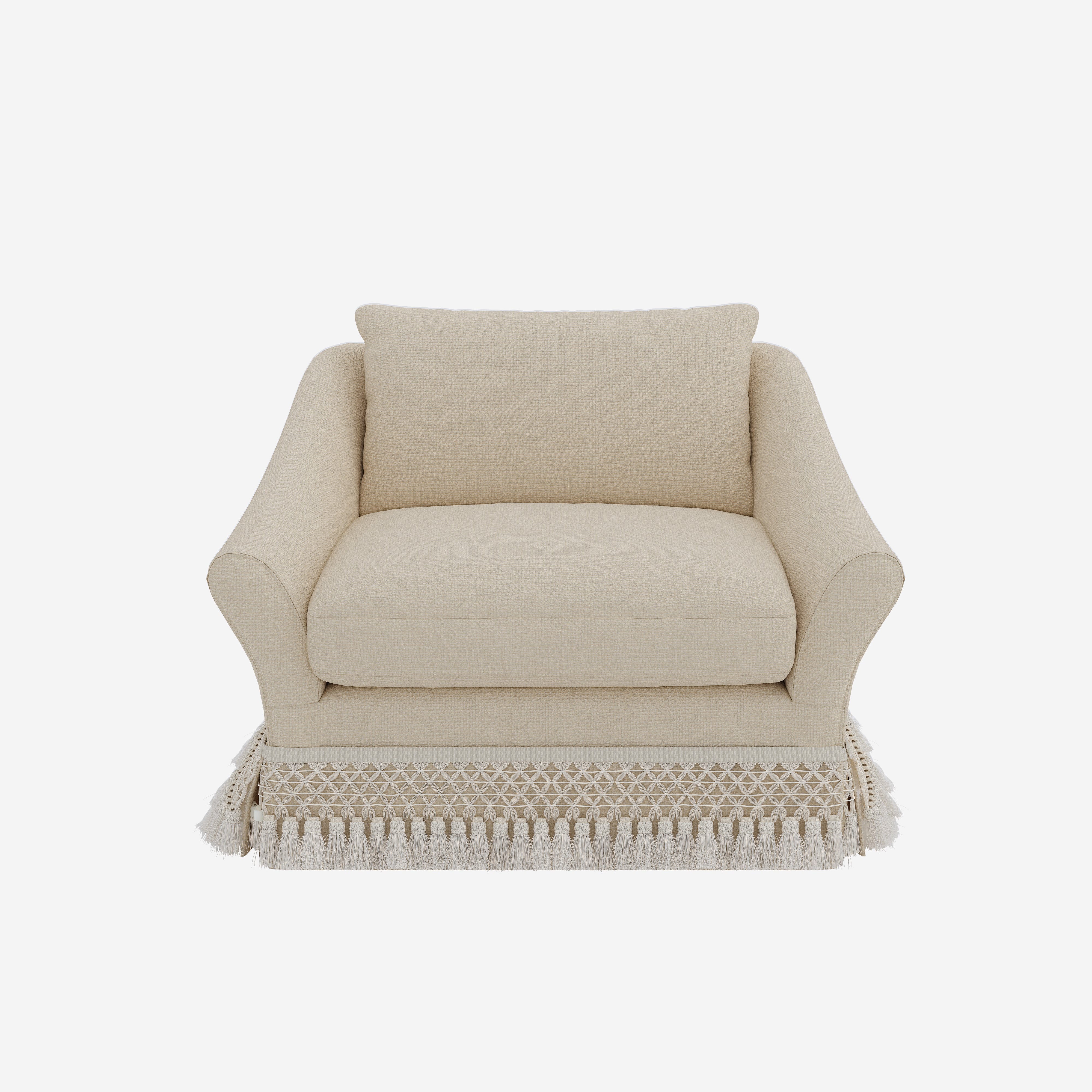 Cottonfy Slipcover Linen Armchair with Fringe