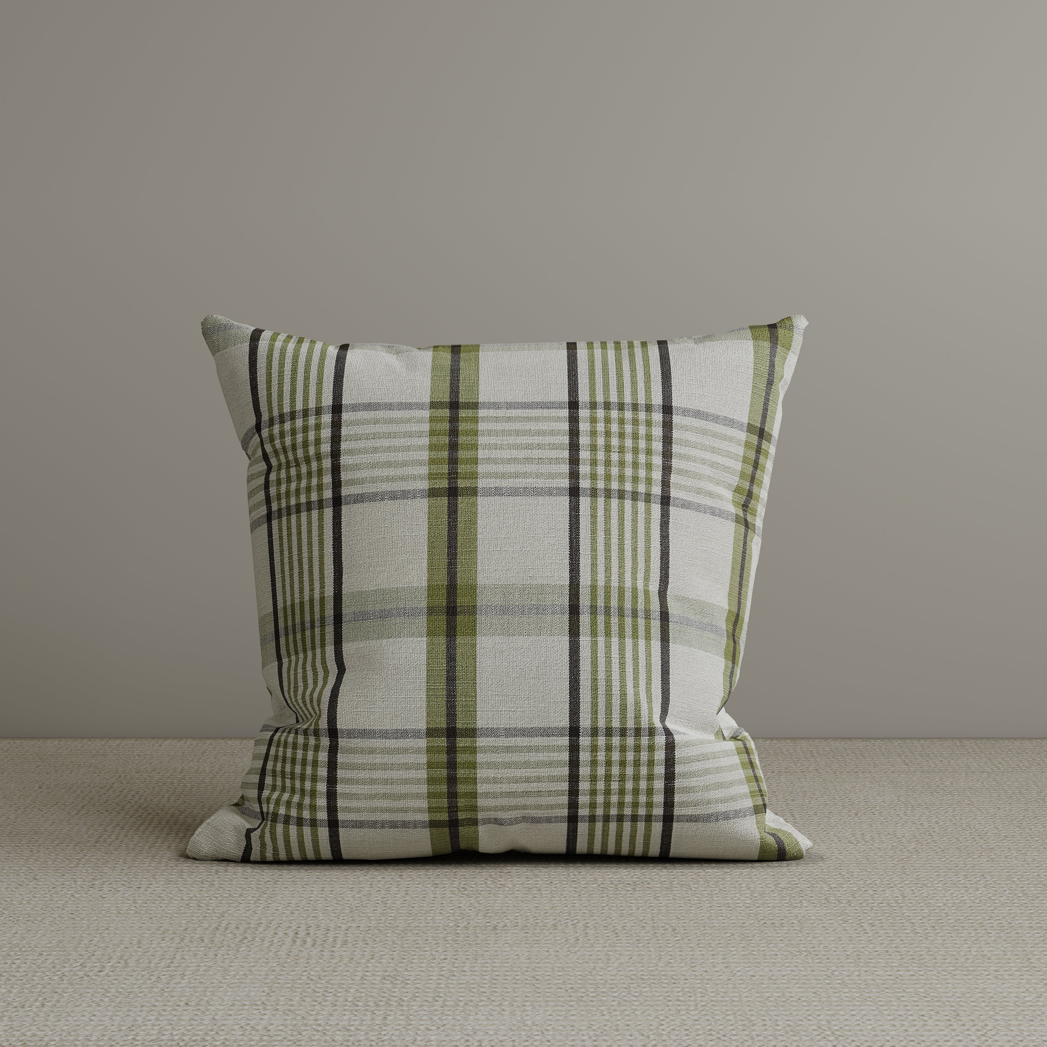 Square Exclusive Design Cushion in Moss Green Plaid Cotton Linen, 45*45CM