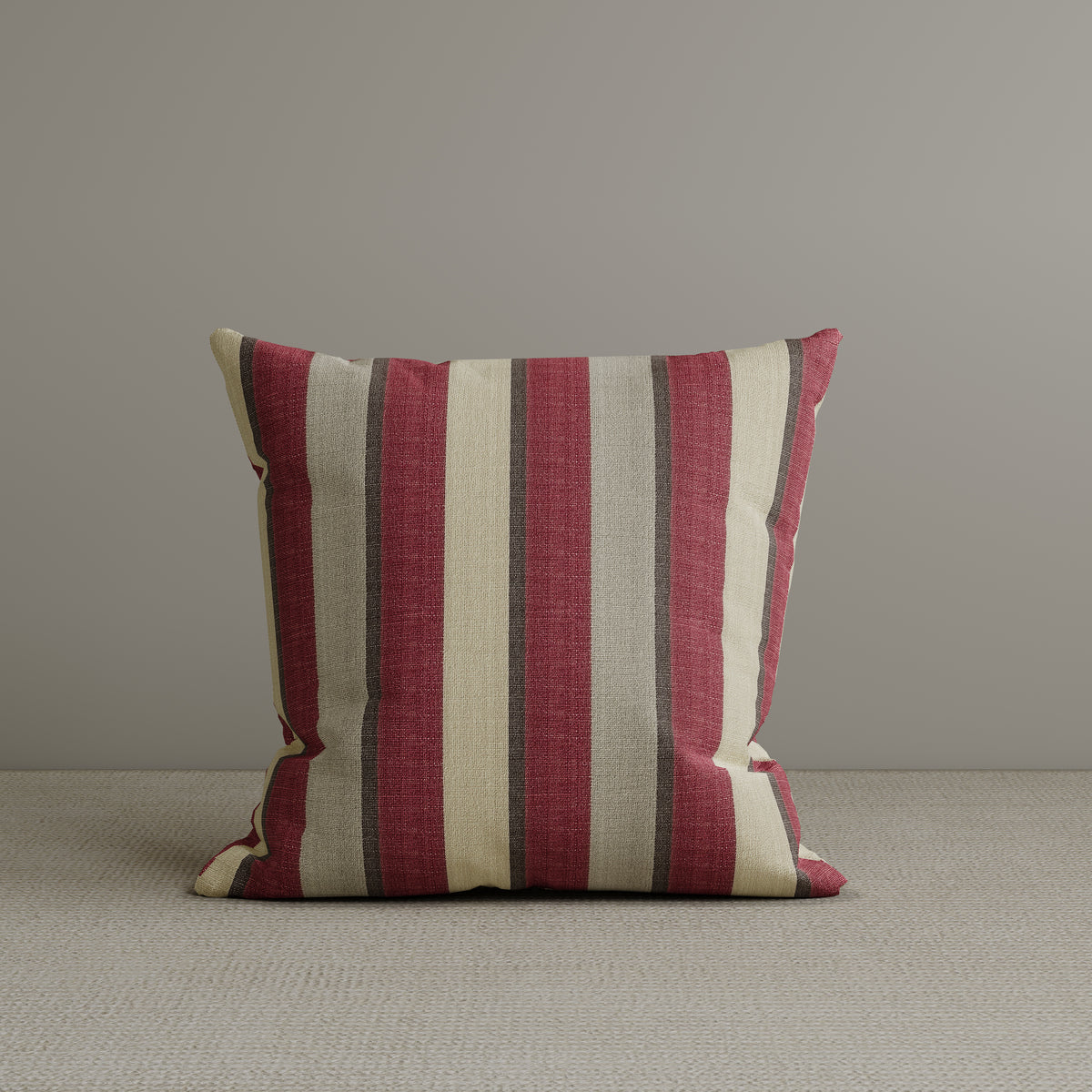 Cottonfy UK Striped Cotton Linen Cushion in Claret Red