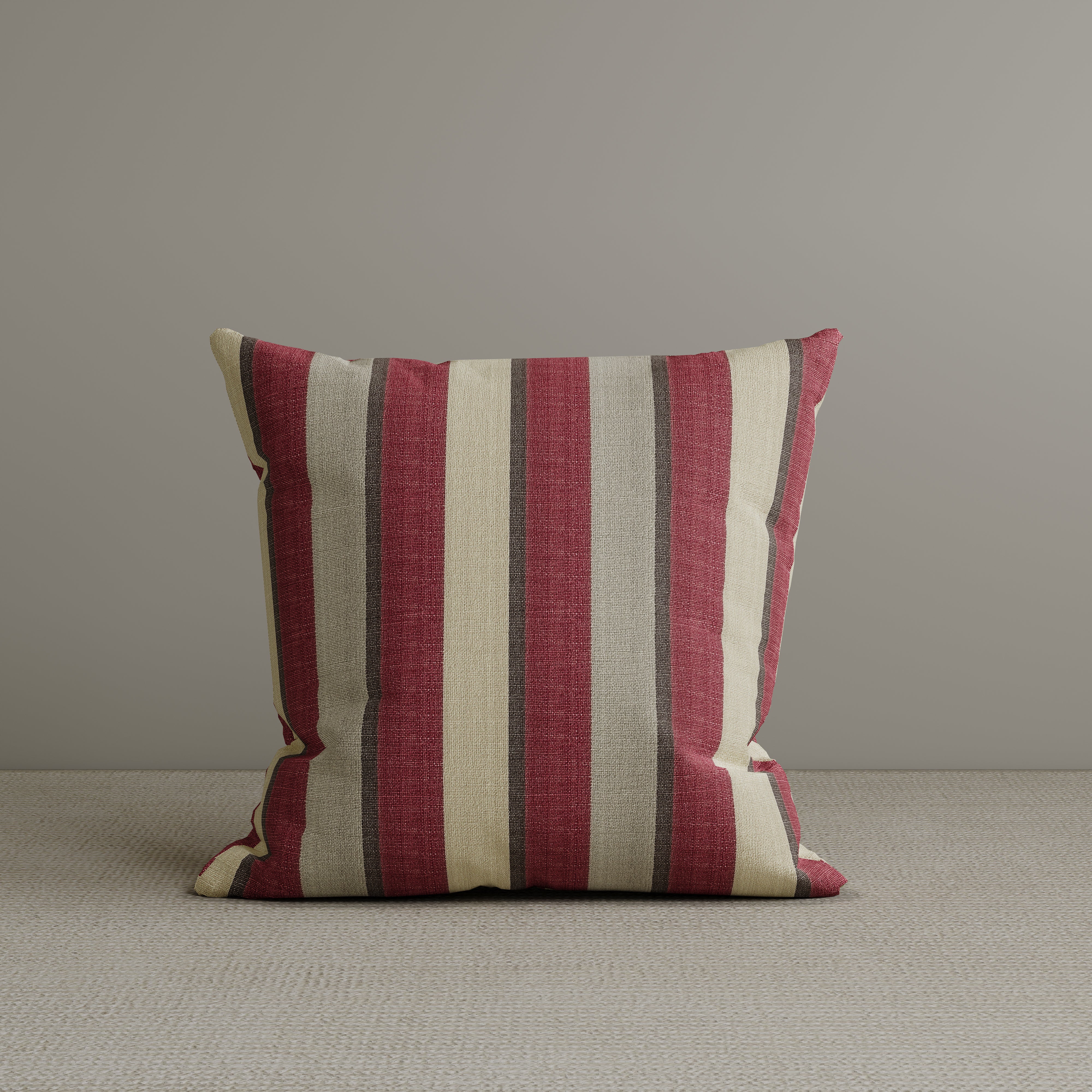 Square Exclusive Design Cushion in Claret Red Striped Cotton Linen, 45*45CM