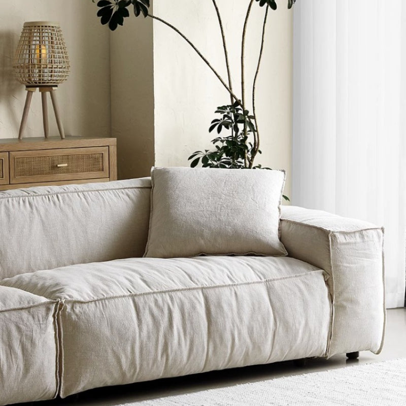 Elegant Linen Tofu Block Fabric Down Sofa