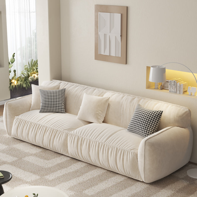 Creamy Padded Lint Sofa with Matching Footstool