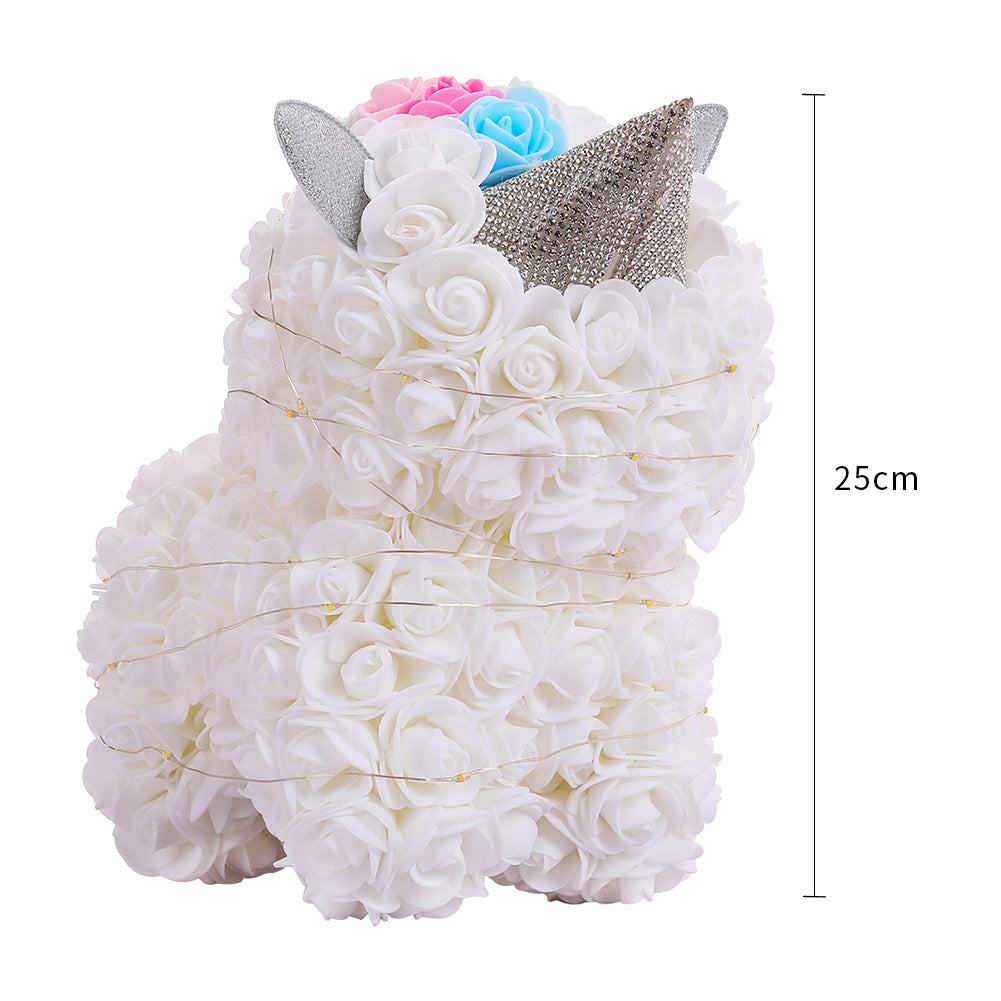 Unicorn Rose Flower Simulation Forever Rose With Gift Box & Light White