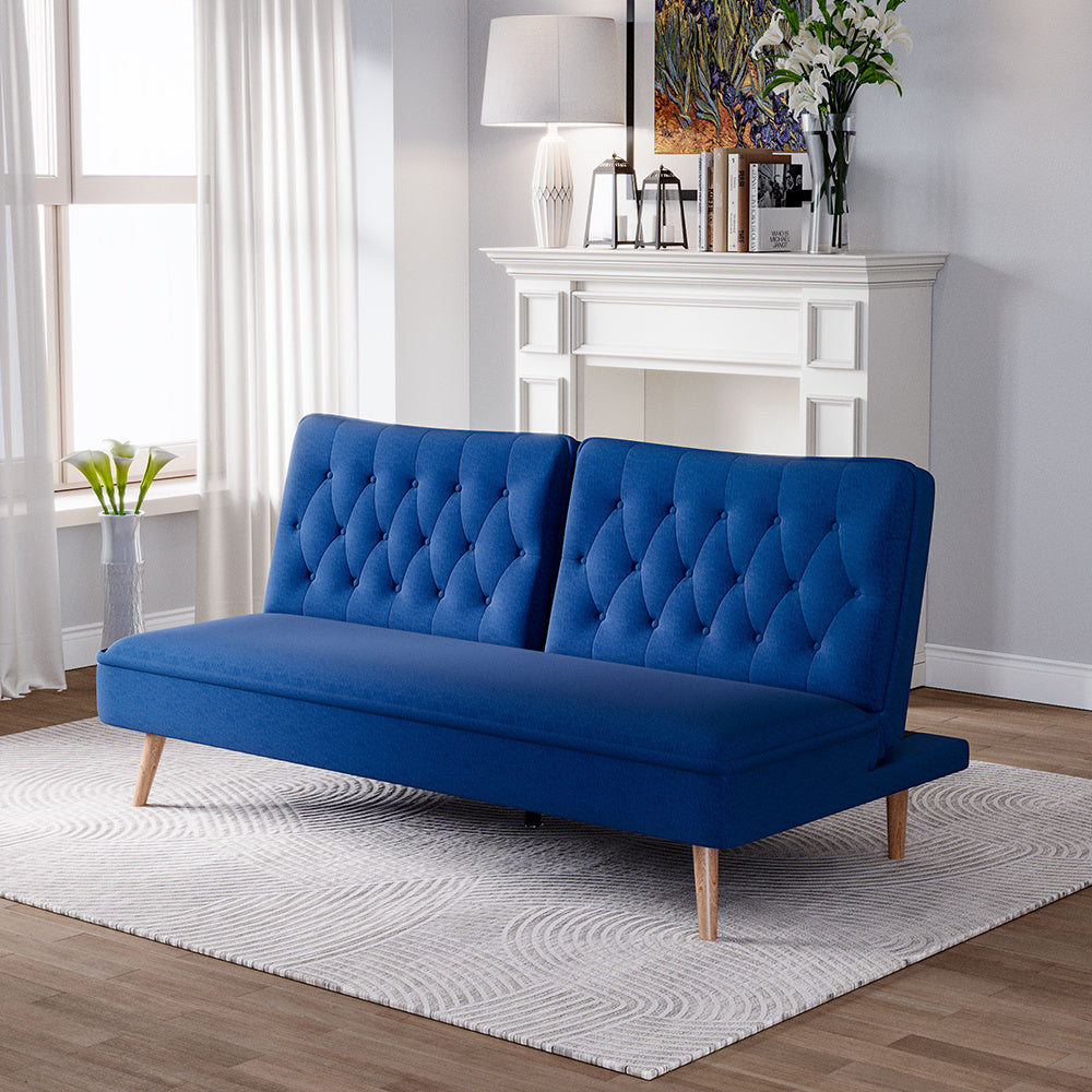 Upholstered Convertible Sofa Bed with Wood Leg