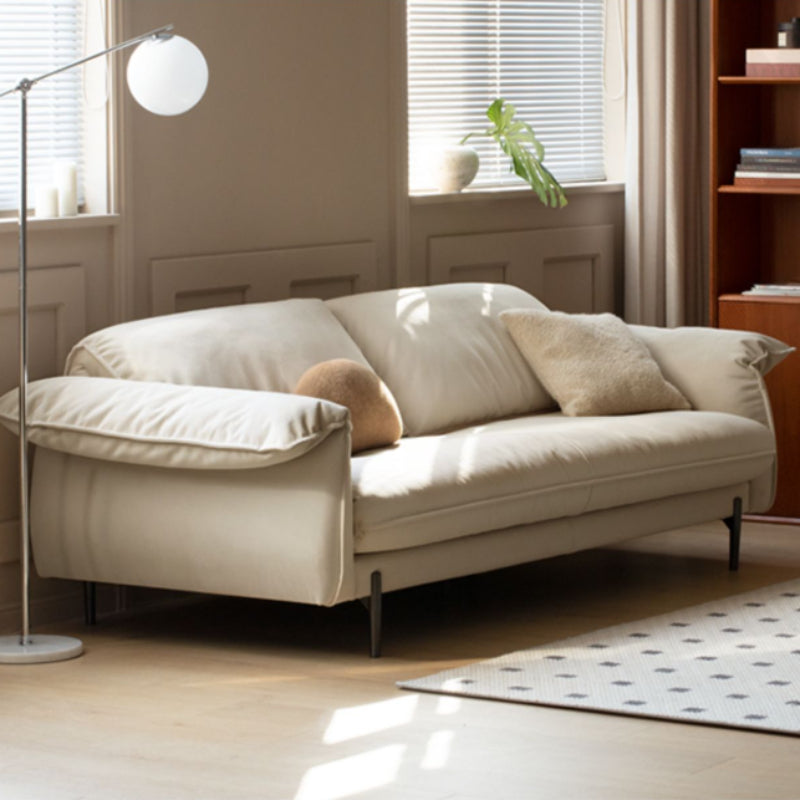 Milky White Deep-Seated Tech-Cloth Sofa