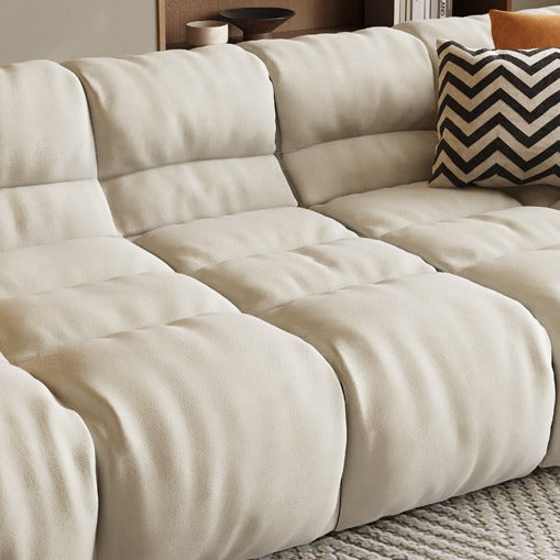 Fluffy Waffle Leathaire Fabric Sofa 3 Seater for Limited Space