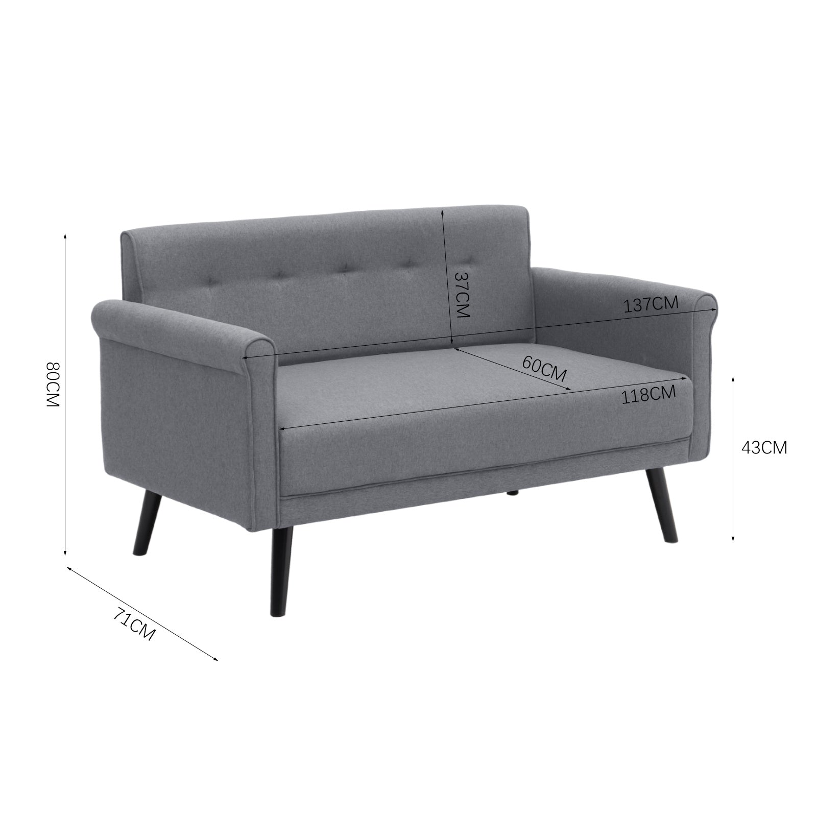 Contemporary Upholstered 2-Seater Sofa