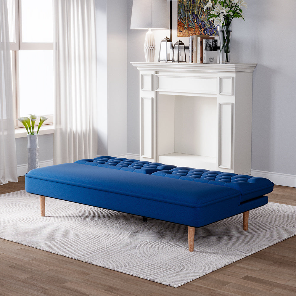 Upholstered Convertible Sofa Bed with Wood Leg