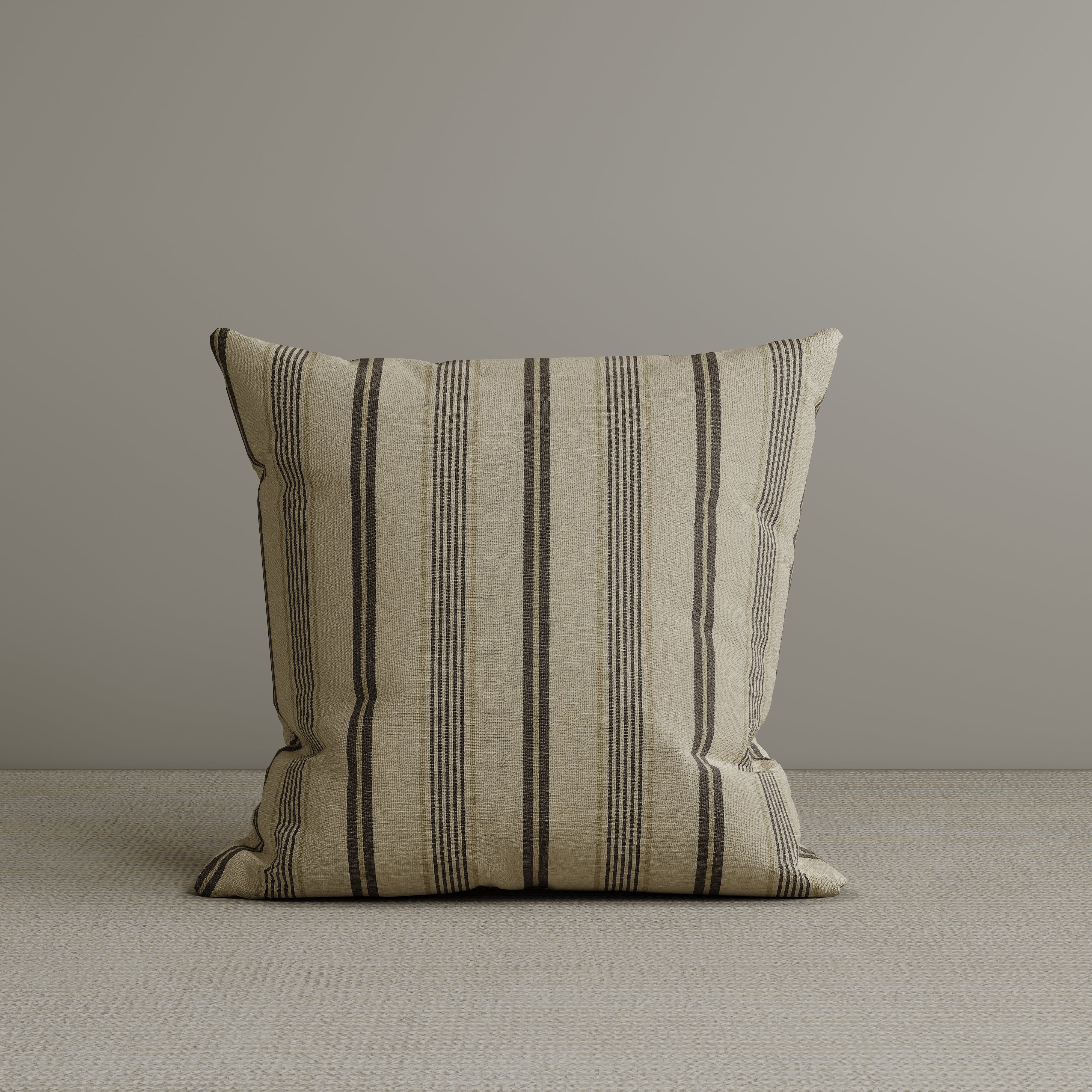 Square Exclusive Design Cushion in Taupe Striped Cotton Linen, 45*45CM