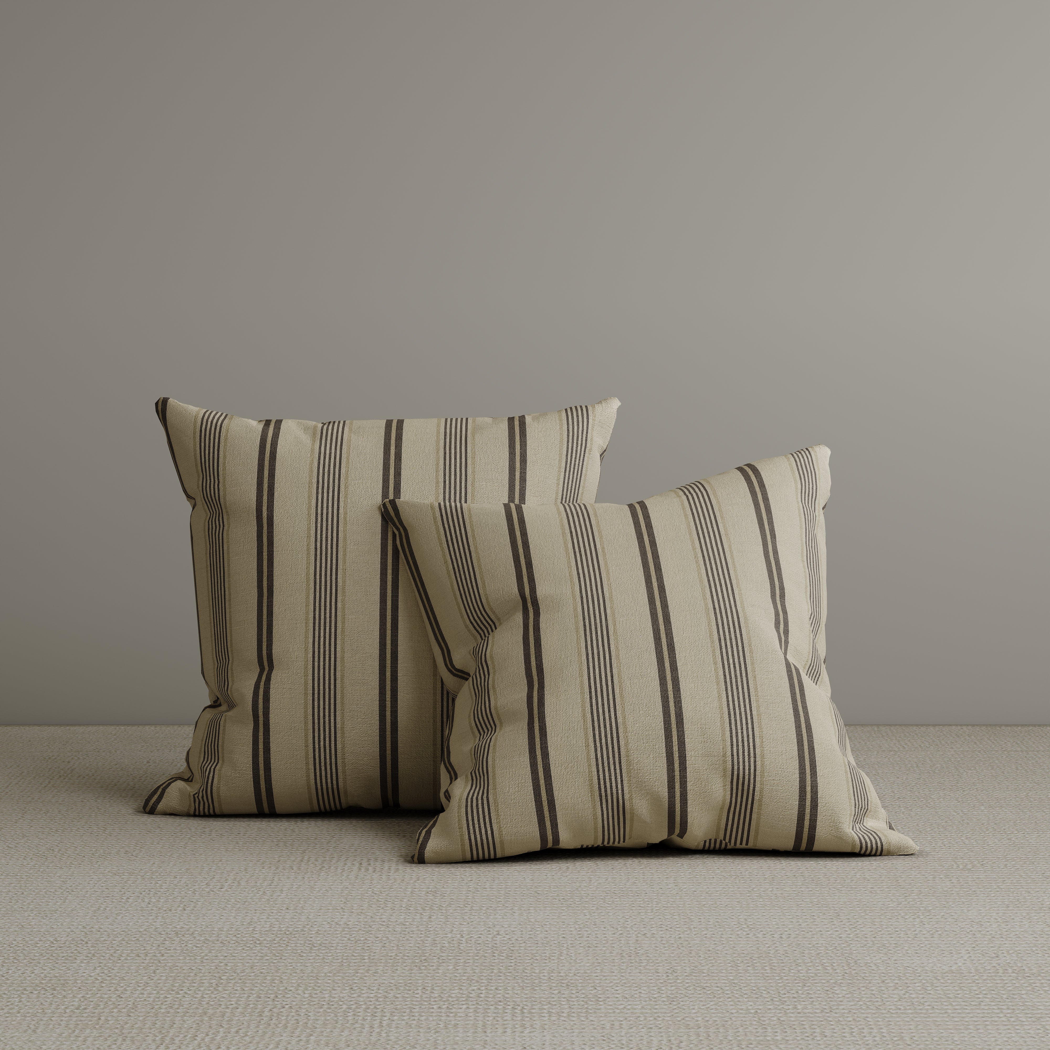 Square Exclusive Design Cushion in Taupe Striped Cotton Linen, 45*45CM