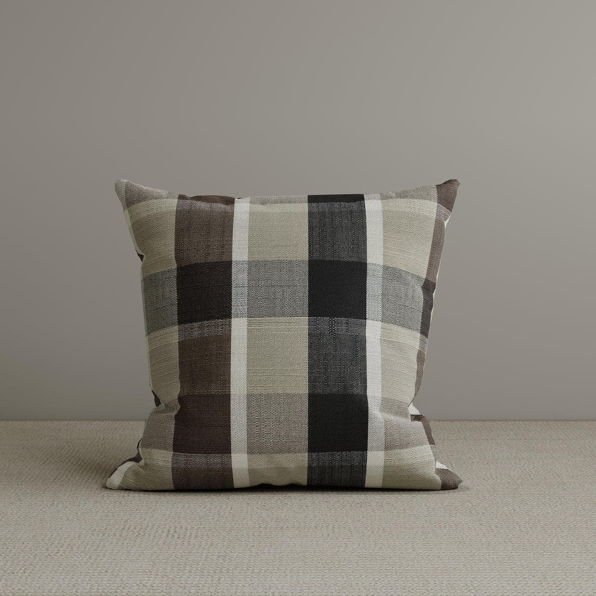 Square Exclusive Design Cushion Mocha Check Cotton Linen 45*45CM
