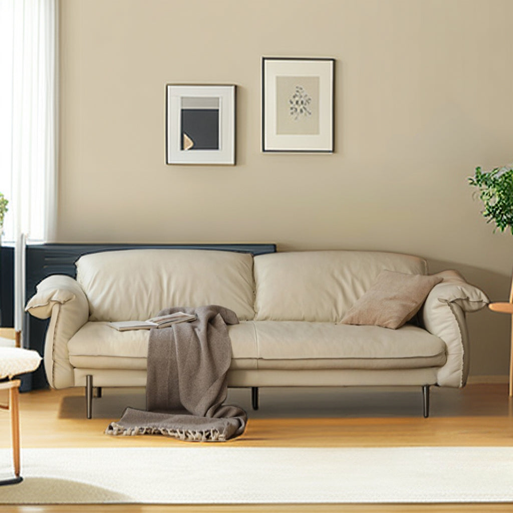 Milky White Deep-Seated Tech-Cloth Sofa