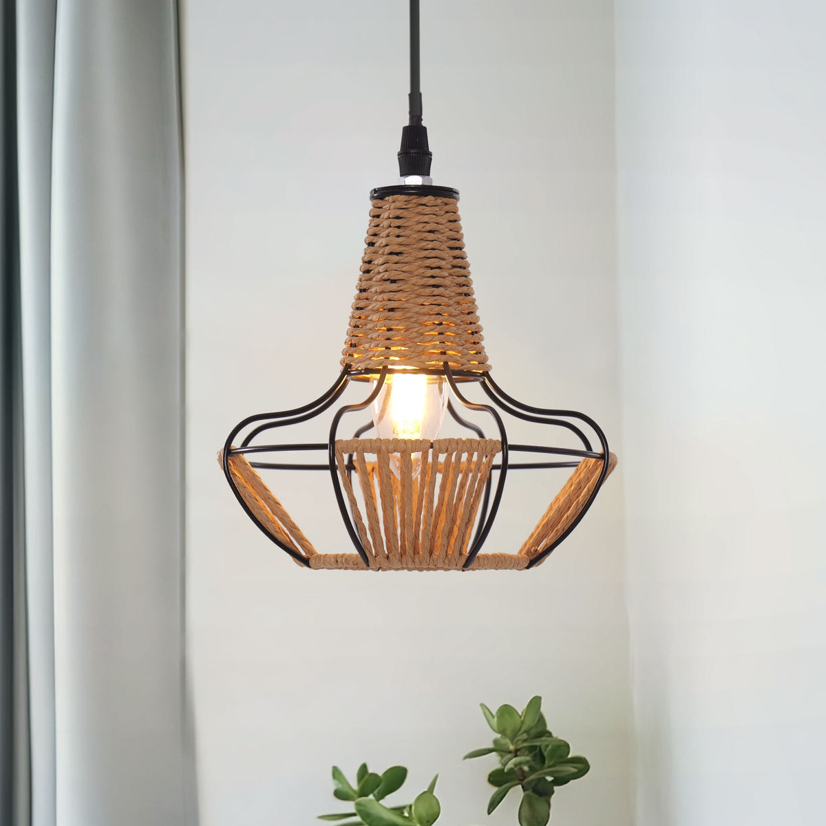 Woven Rattan Cage Pendant Light Charm Effortless Elegance