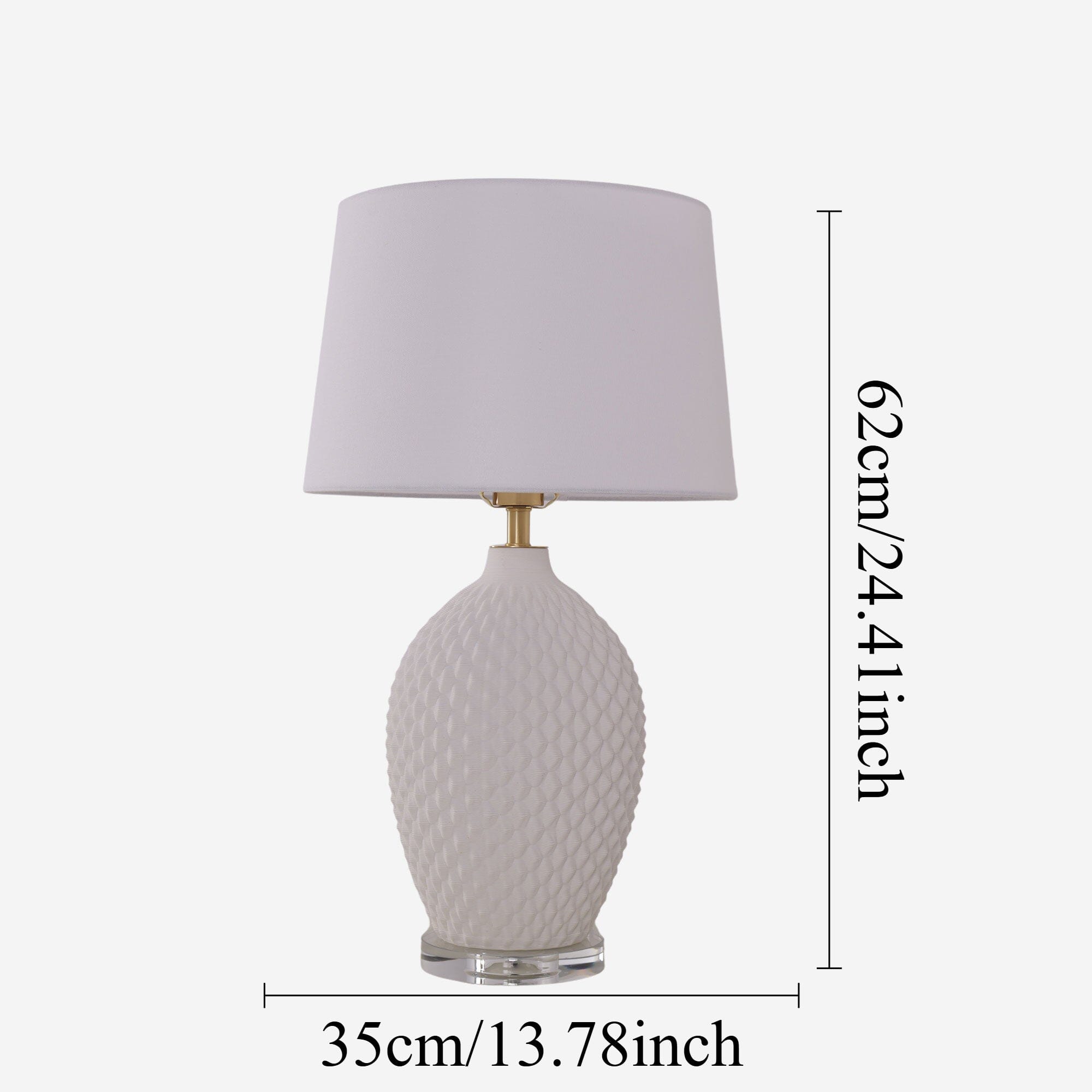 Lightsin 3D Pure White Diamond Embossed Relief Pattern Ceramic Table Lamp Lightsin UK 