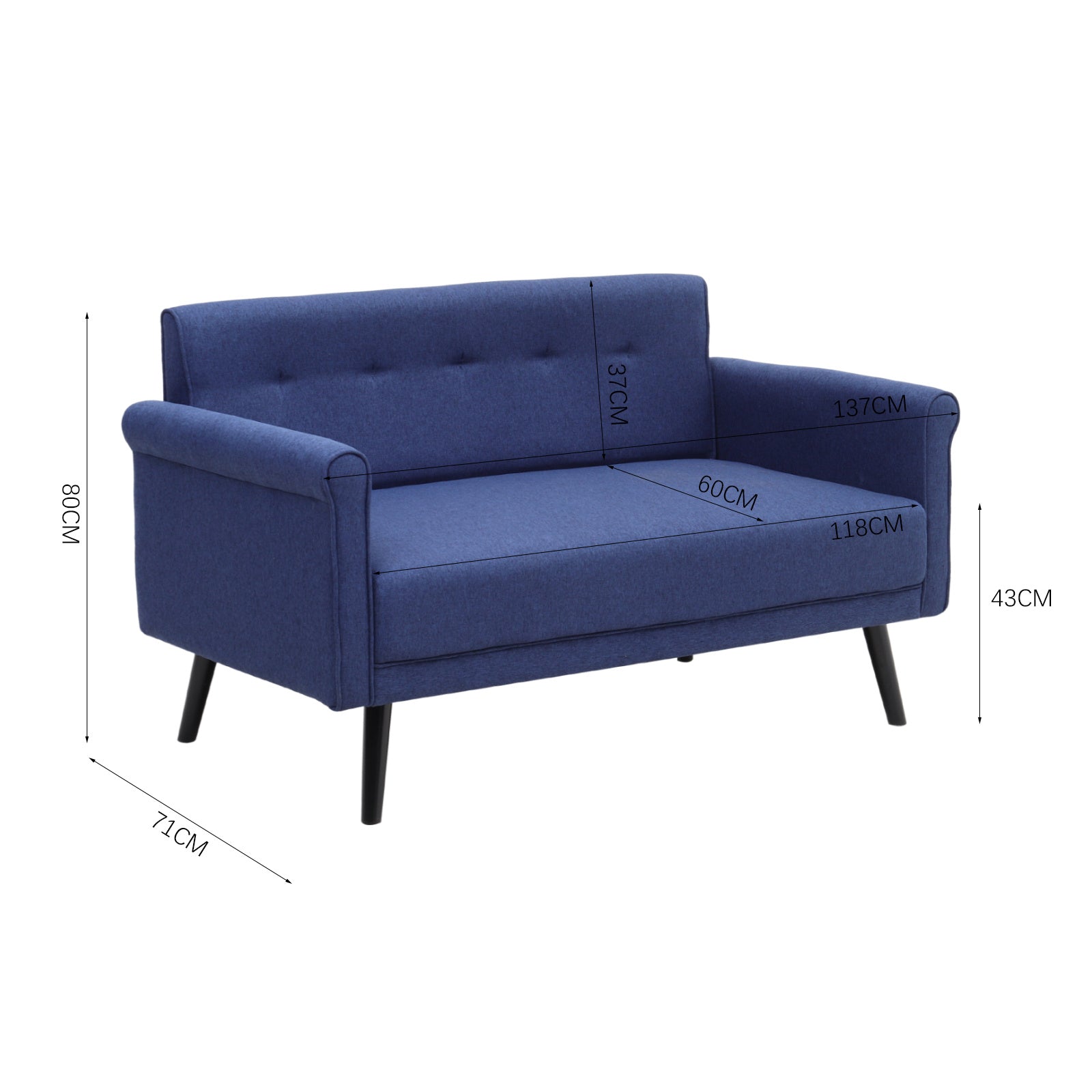 Contemporary Upholstered 2-Seater Sofa