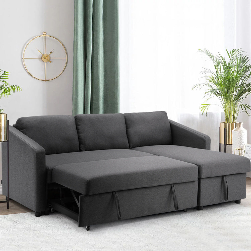 L-Shaped Corner 3 Seater Sofa Bed with Storage