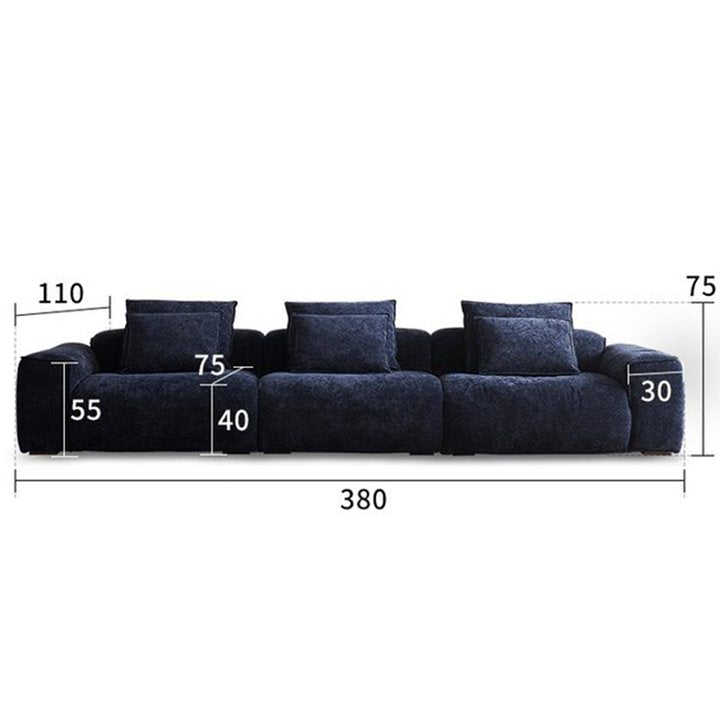 Tofu Block Vintage Chenille Fabric Sofa Stain Resistant Navy Blue