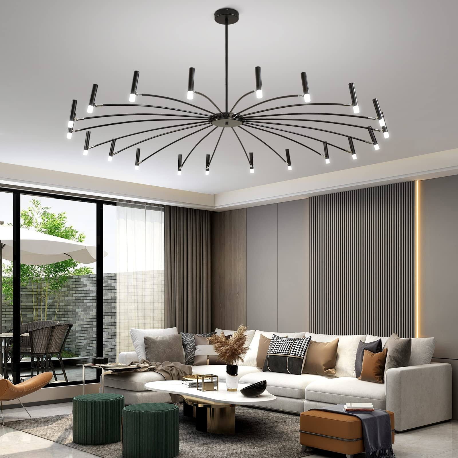 Modern Black & Gold Metal Ceiling Light with LED Bulbs Living and Home Classic 24-Light 