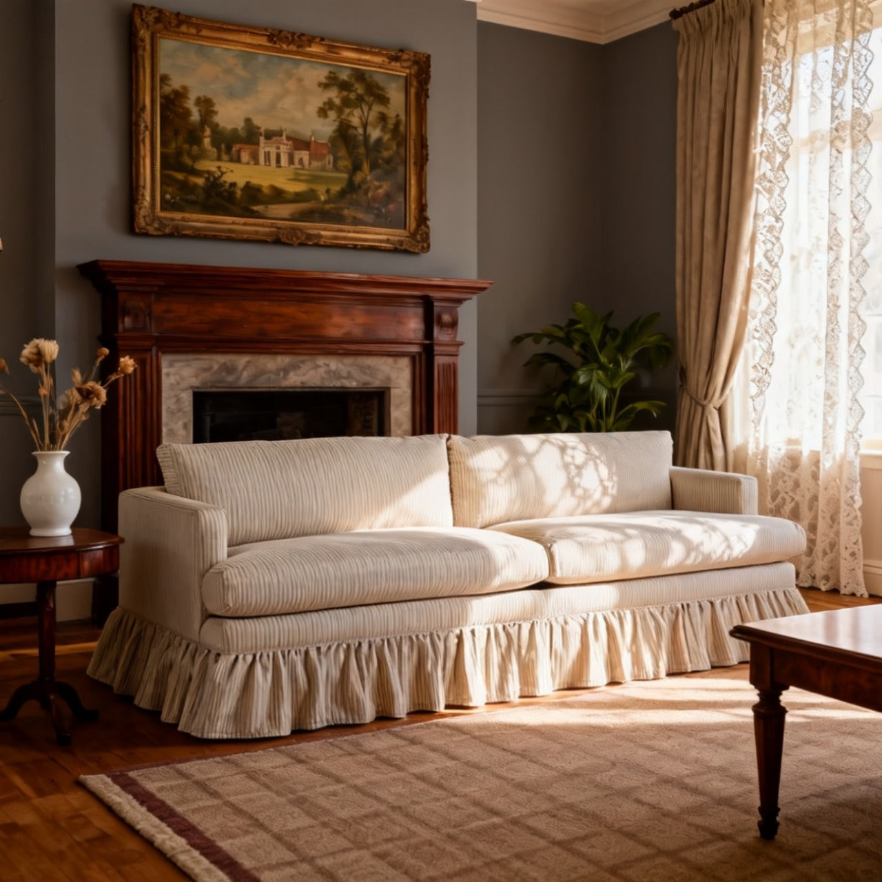 Cottonfy British Cottage Comfort Sofa with Tailored Skirt