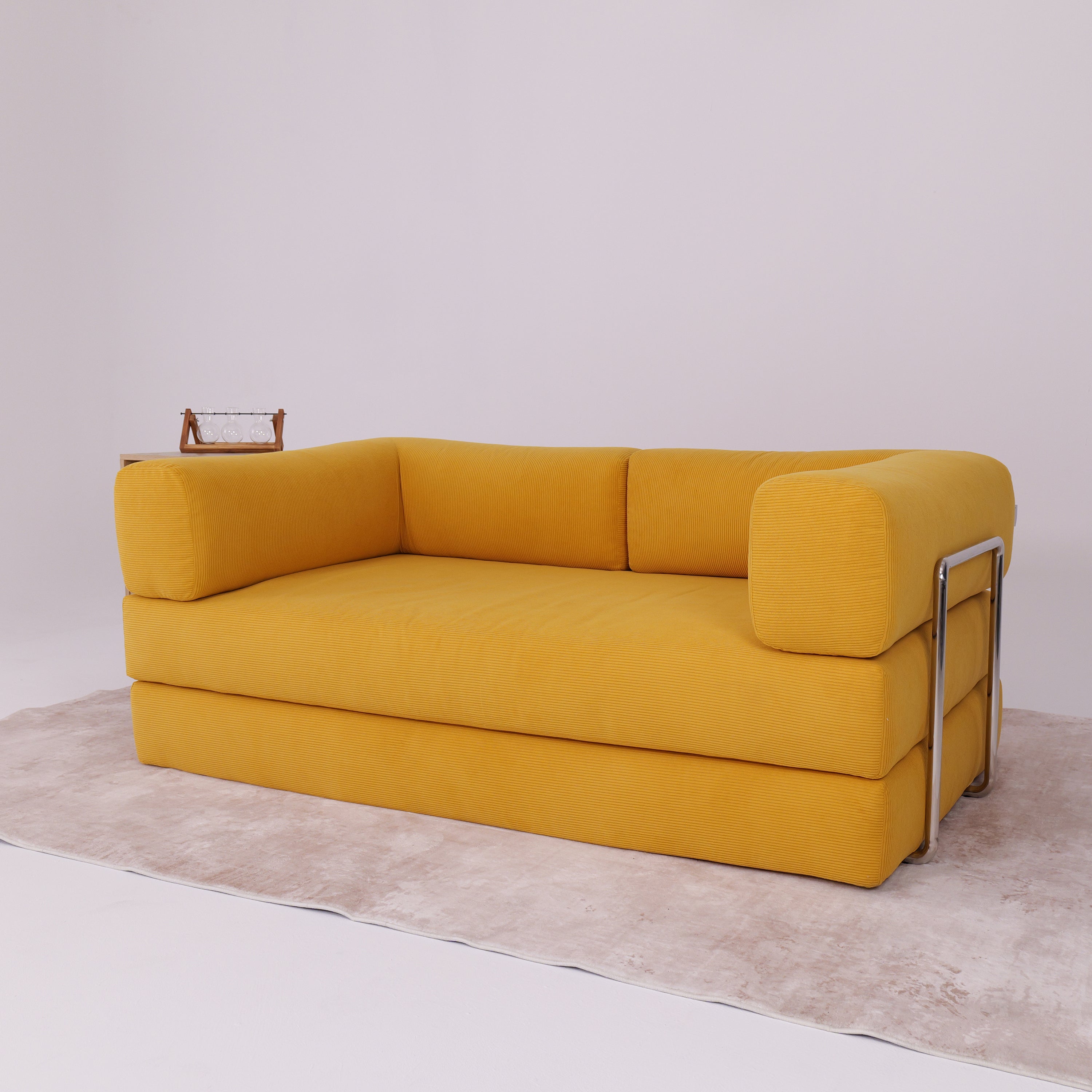 Yellow Corduroy Fabric Foam Modular Sofa