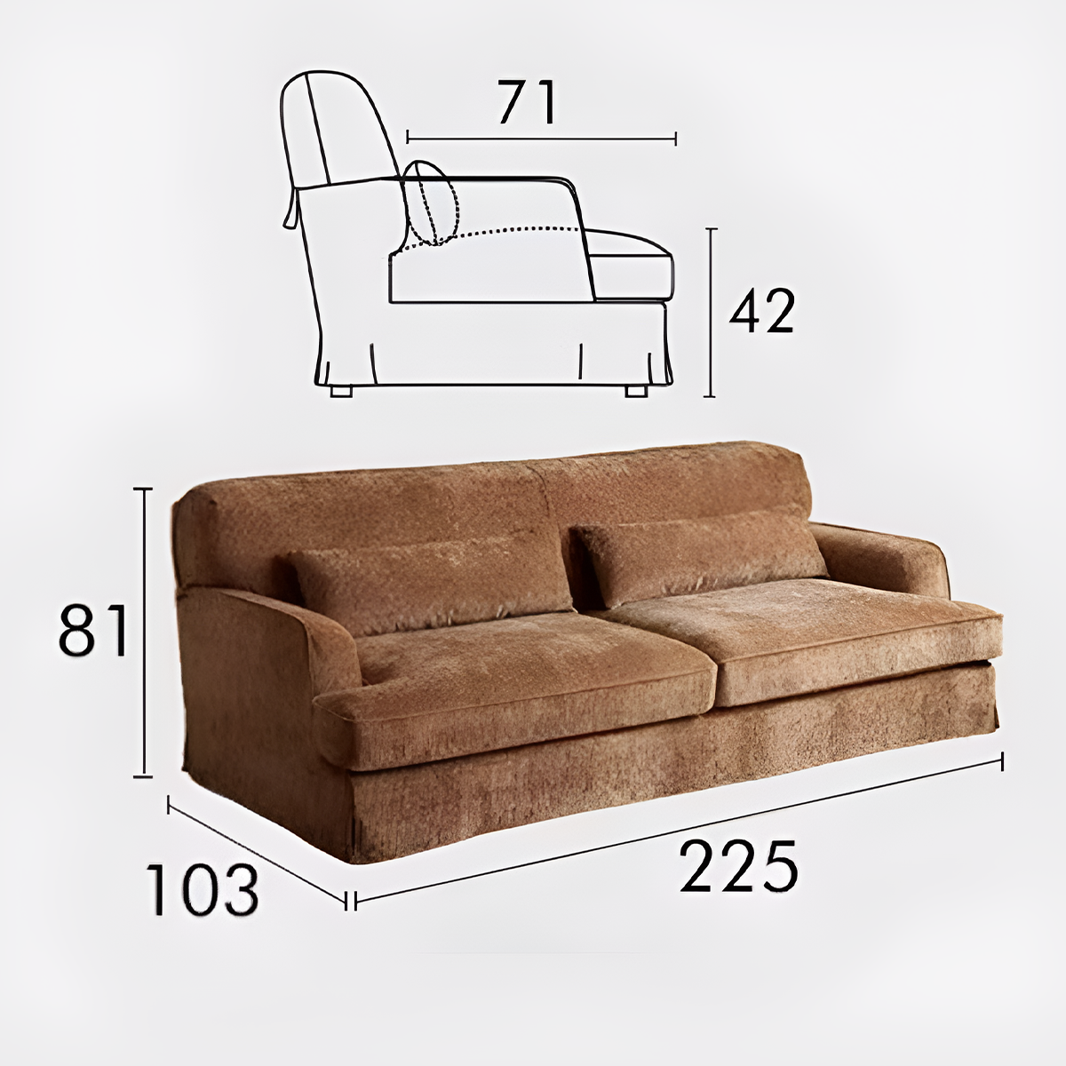 Vintage-Style Stain-Resistant Extra-Deep Sofa