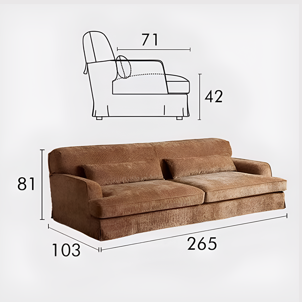 Vintage-Style Stain-Resistant Extra-Deep Sofa