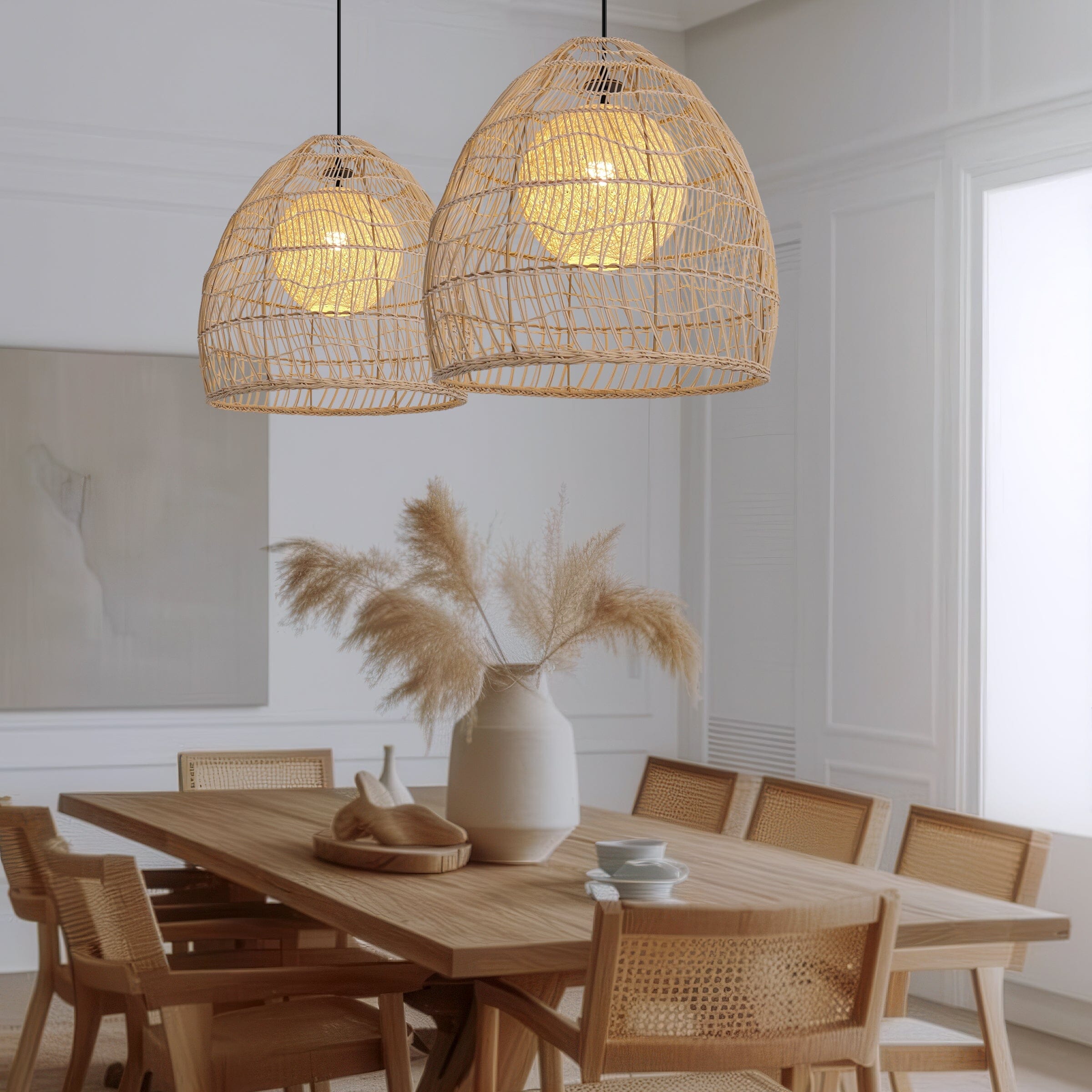 Lightsin Natural Rattan Pendant Light | Handwoven Ceiling Lamp for Kitchen & Dining Room Lightsin UK 