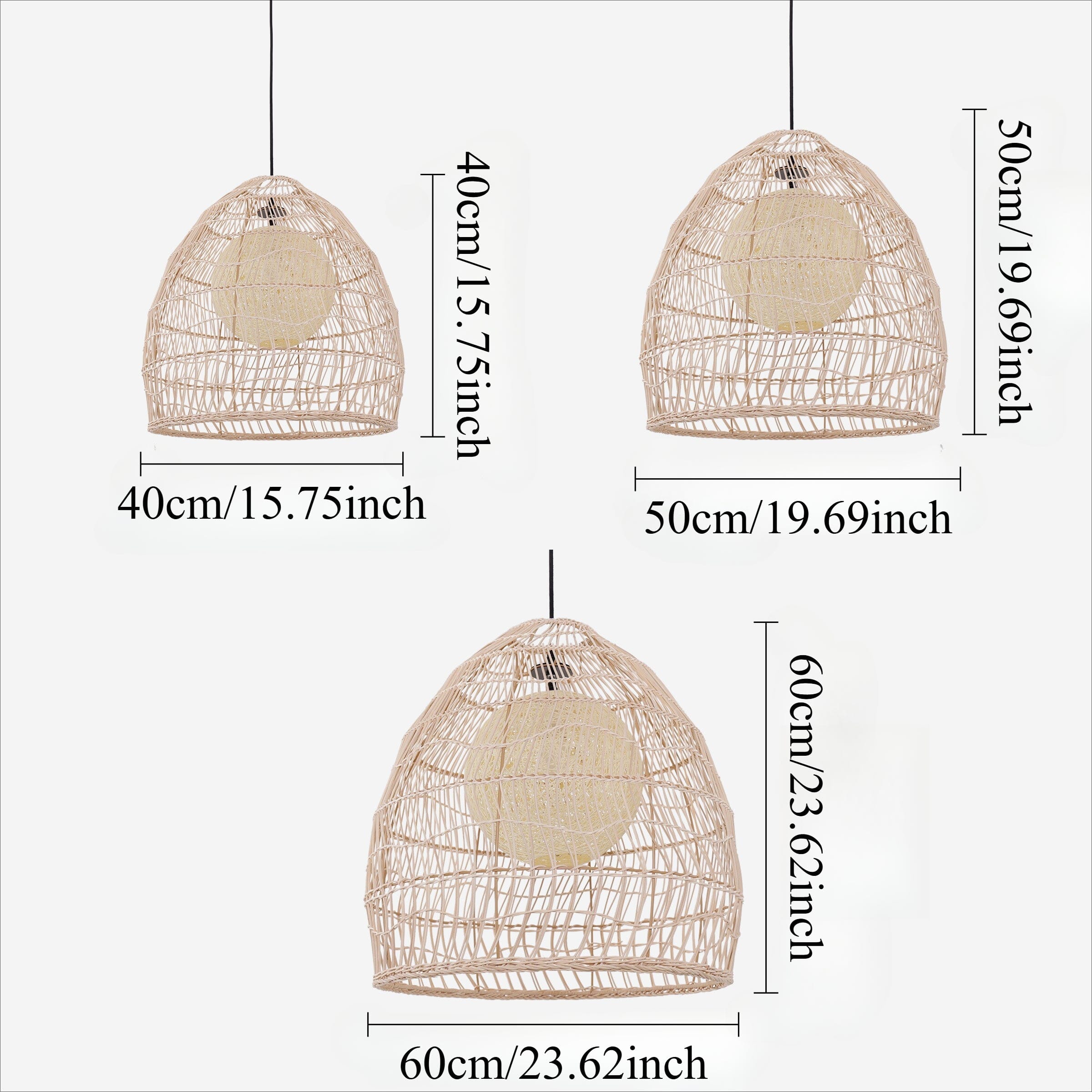 Lightsin Natural Rattan Pendant Light | Handwoven Ceiling Lamp for Kitchen & Dining Room Lightsin UK 
