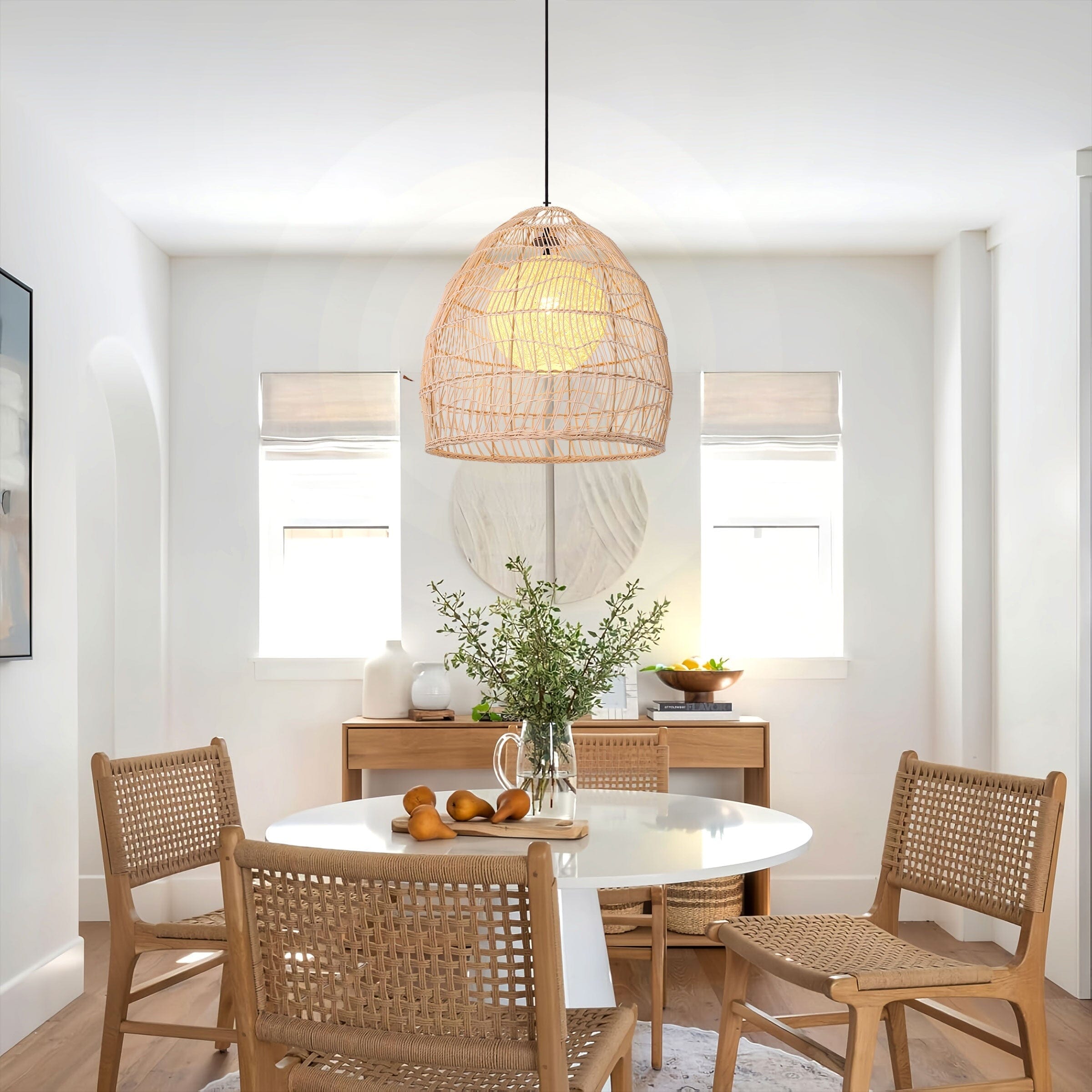 Lightsin Natural Rattan Pendant Light | Handwoven Ceiling Lamp for Kitchen & Dining Room Lightsin UK 