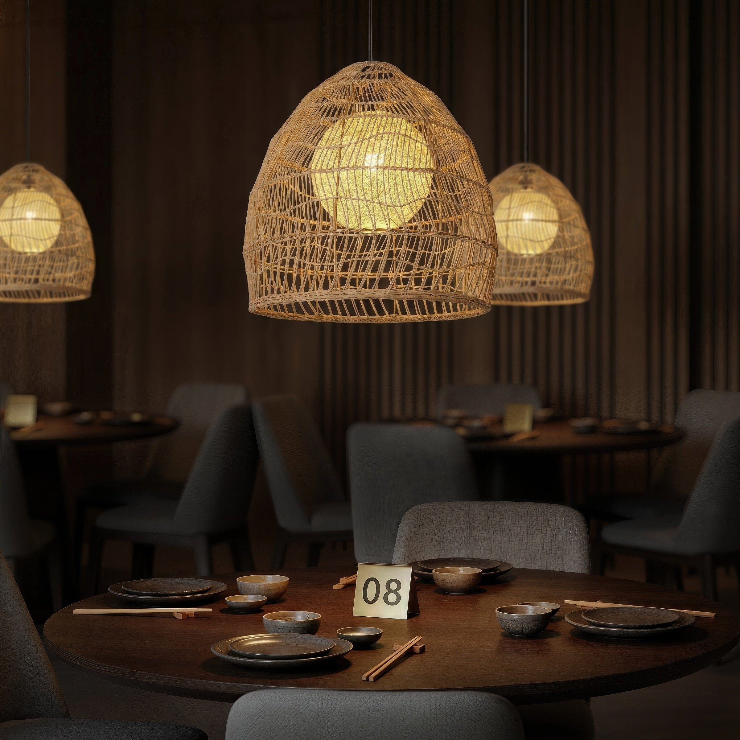 Lightsin Natural Rattan Pendant Light | Handwoven Ceiling Lamp for Kitchen & Dining Room Lightsin UK 