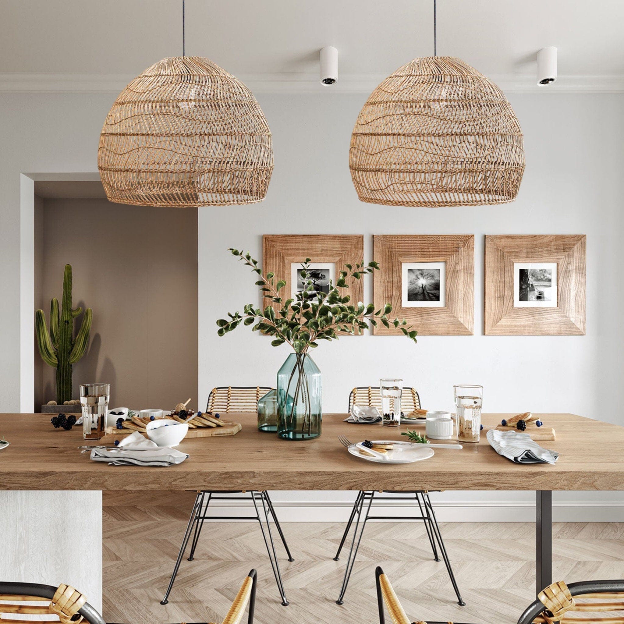 Lightsin Natural Rattan Pendant Light | Handwoven Ceiling Lamp for Kitchen & Dining Room Lightsin UK 