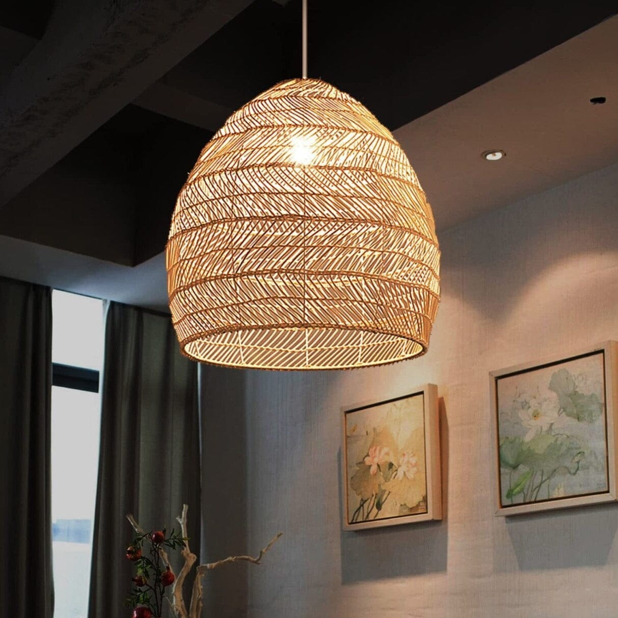 Lightsin Natural Rattan Pendant Light | Handwoven Ceiling Lamp for Kitchen & Dining Room Lightsin UK 