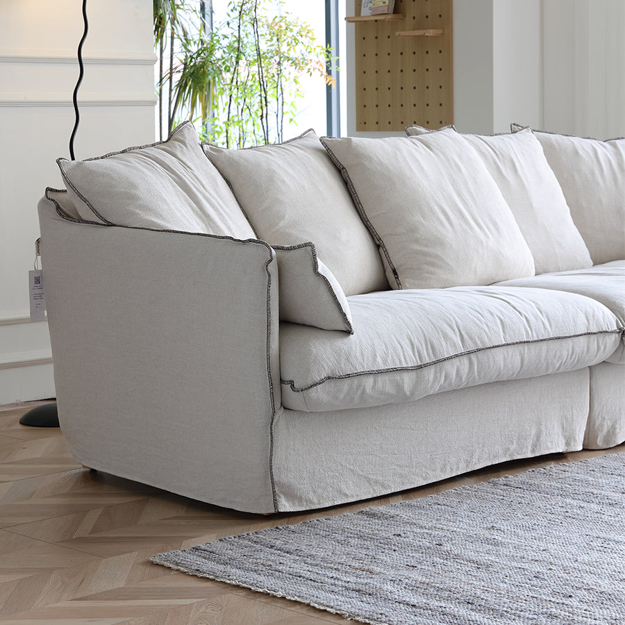 Nordic Clean-Designed Cushioned Linen Sofa