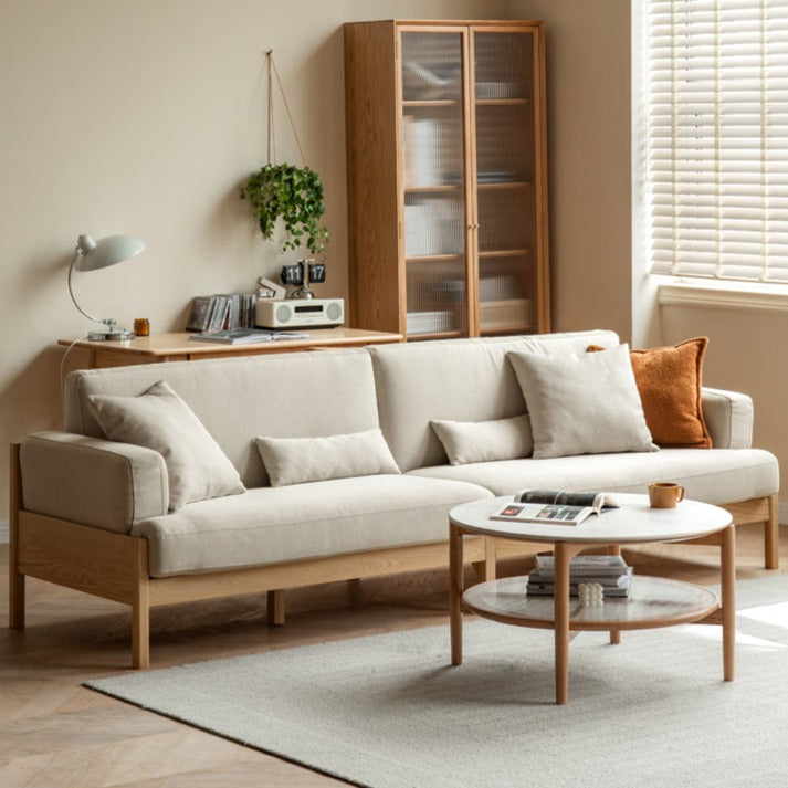 Cream Colour Sofa Oak Solid Wood