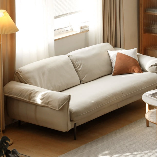 Milky White Deep-Seated Tech-Cloth Sofa