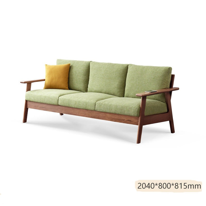 Elegant Oak Wood Sofa with Removable Cushioned Seating