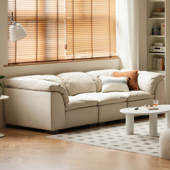 Elegant Cream-Toned Tech-Fabric Lounge Sofa