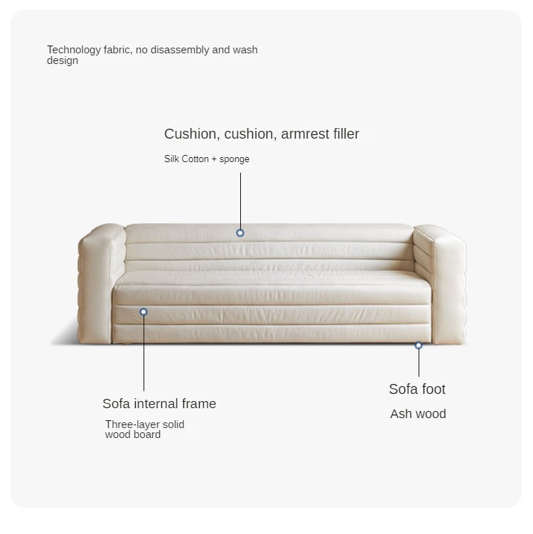 Elegant Creamy White Tech-Cloth Three-Seater Sofa