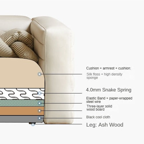 Elegant Creamy White Tech-Cloth Three-Seater Sofa